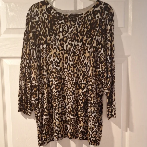 Talbots Leopard Print Lightweight Sweater - Brown and Black - Picture 1 of 5